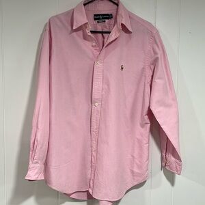 Ralph Lauren Button Down Shirt Blake Cotton Pink Oxford Mens Large Flesh Pony